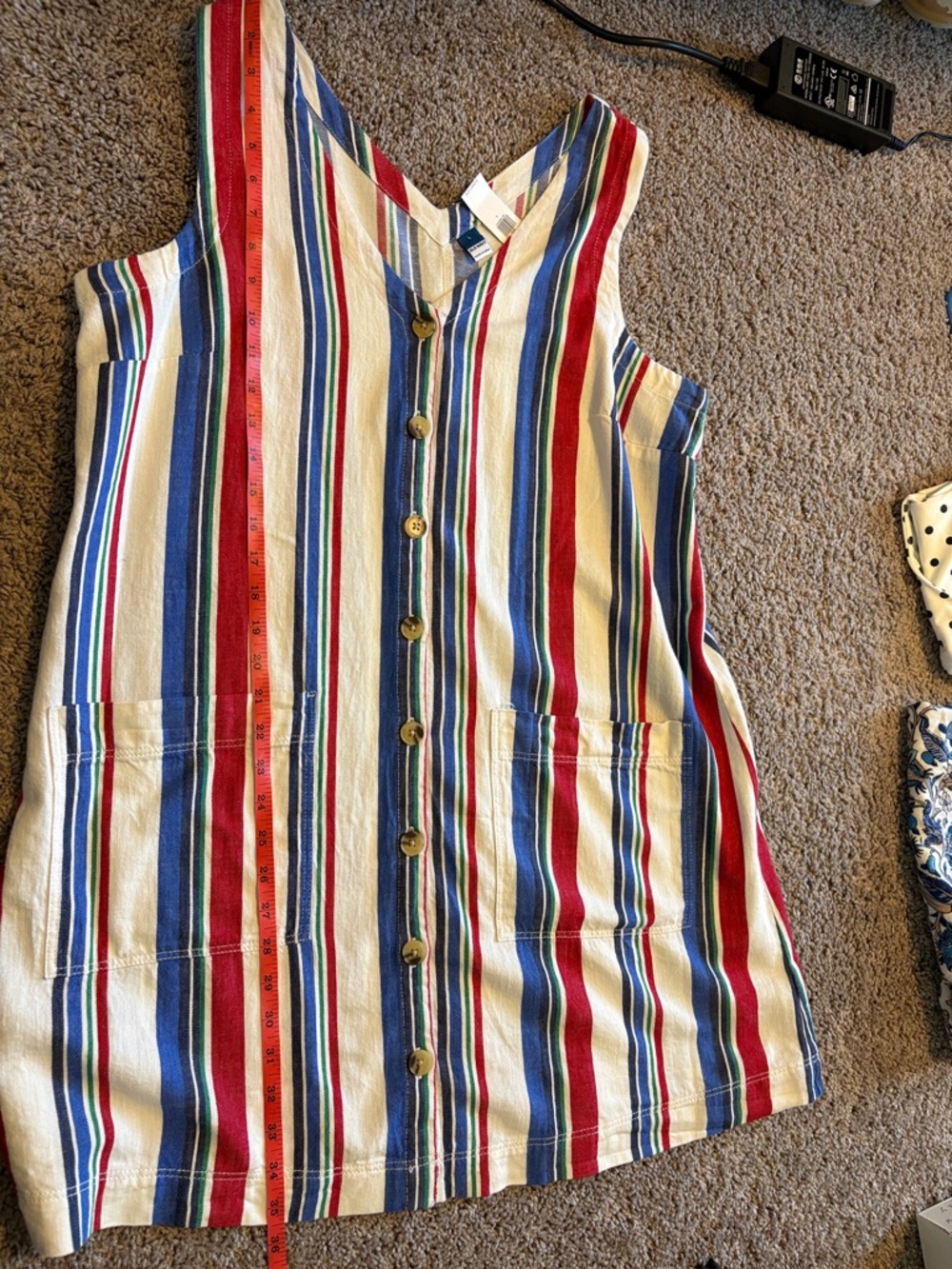 Old Navy 100% Cotton Striped Sleeveless dress - Red, Blue, Green, White - Picture 6 of 7